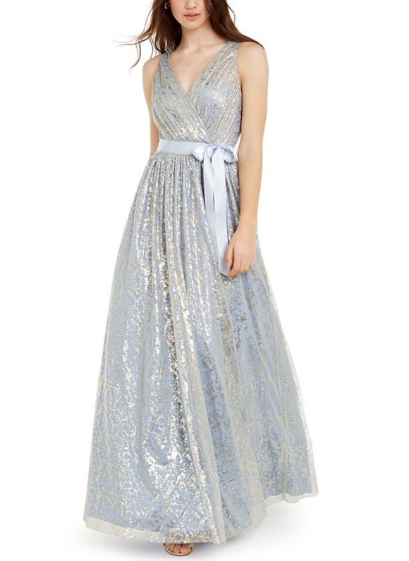 3 - teeze me blue & gold metallic mesh gown