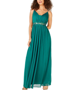 1 - teeze me green embellished waist gown