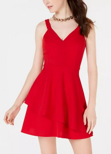 1 - teeze me red tiered fit & flare dress