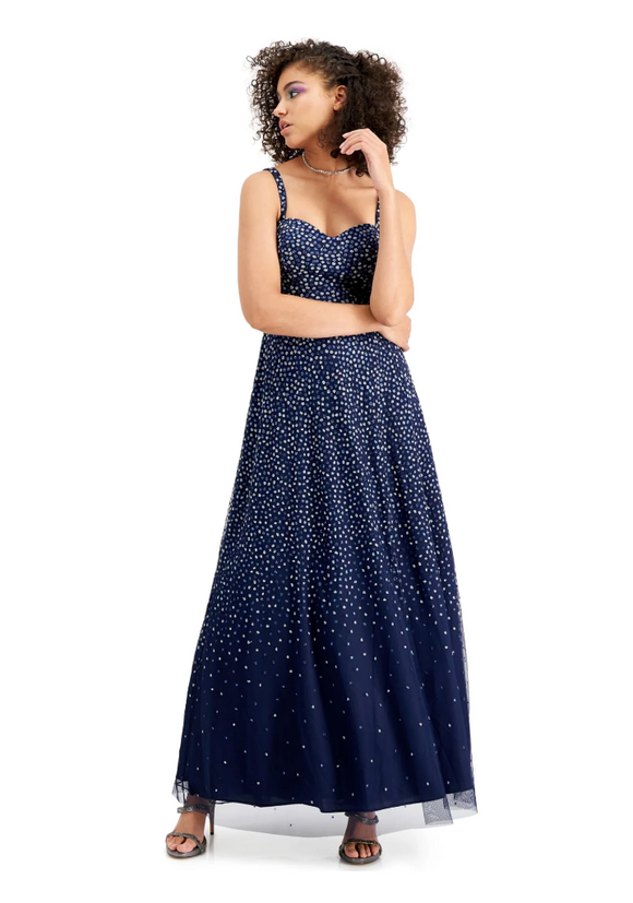 5 - trixxi navy glitter dot gown