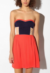 M - urban outfitters sparkle & fade strapless colorblock dress