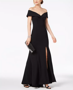 4 - xscape black off shoulder gown