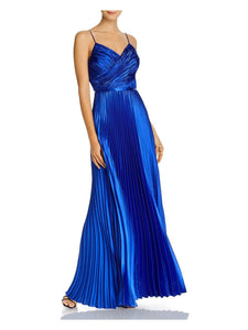 4 - aqua blue accordion pleated gown