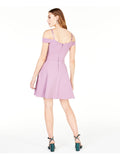 1 - bcx purple cold shoulder party dress