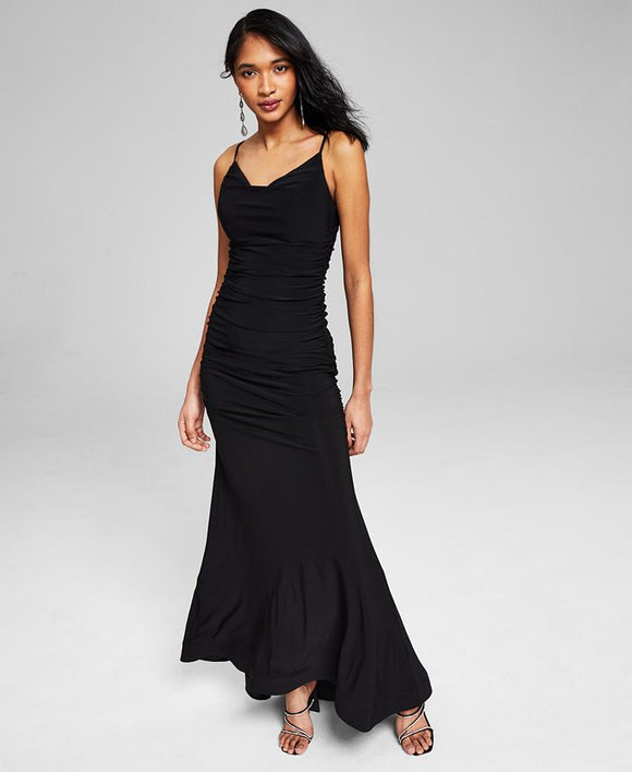 17 - b darlin black ruched mermaid gown