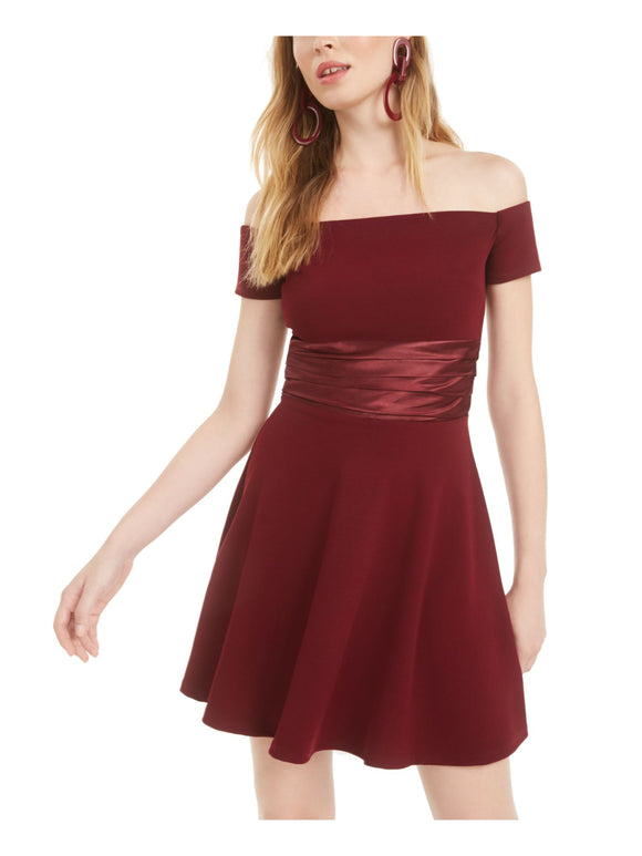 15 - b darlin burgundy off the shoulder dress