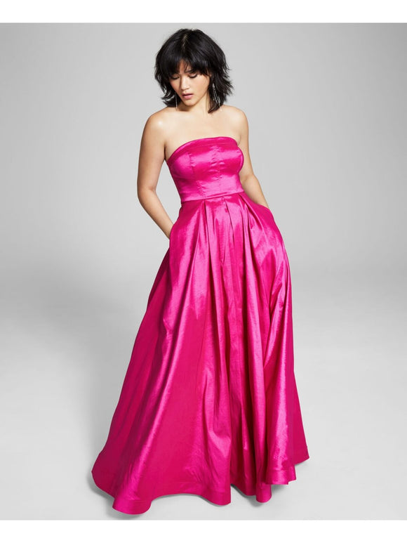 3 - b darlin pink strapless taffeta ball gown