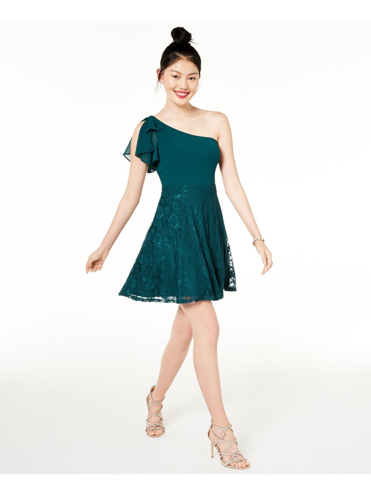 15 - city studio green one shoulder dress – The SheShop (Birmingham)