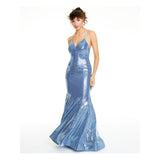 9 - city studio light blue sequined mermaid gown