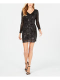 0 - guess black sparkly long sleeve party dress