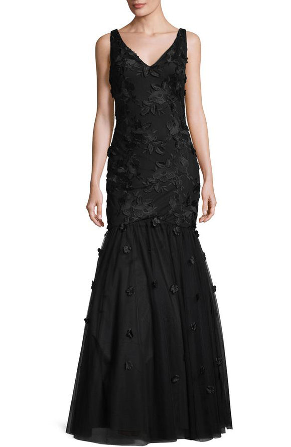 12 - lotus threads black floral mermaid gown