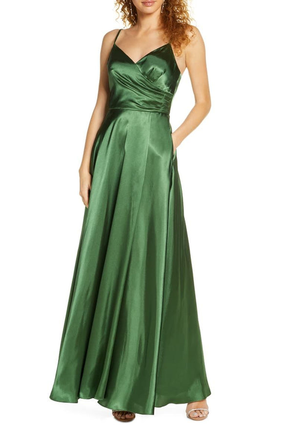 5 - morgan & co. green satin gown
