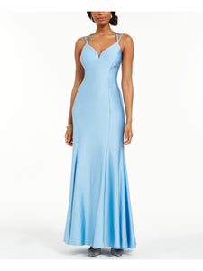 12 - nightway light blue strappy mermaid gown