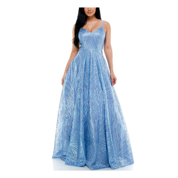 0 - say yes to the prom blue sequin ball gown
