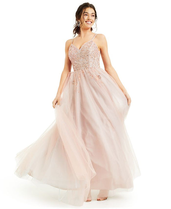 say yes to the prom golden blush tulle ballgown