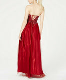 5 - sequin hearts red lace strapless dress