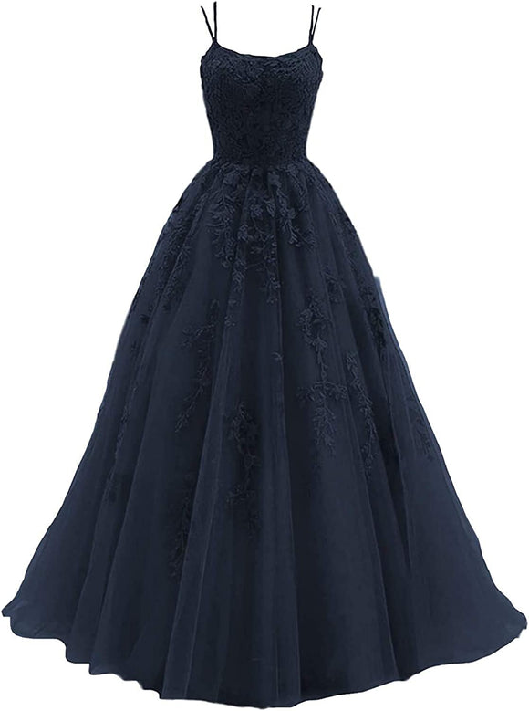 4 - ssb navy blue lace applique ball gown