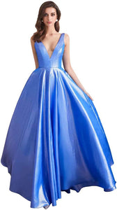 4 - ssb sky blue satin shimmer ball gown