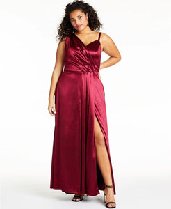 16 - teeze me red faux wrap gown